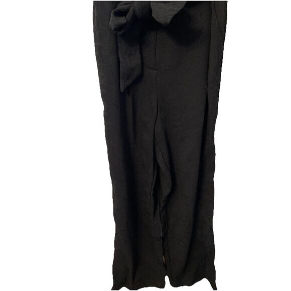 Endless Rose Women’s Black With Gold Tone Buttons Ribbed Jumpsuit Size M - Picture 3 of 8